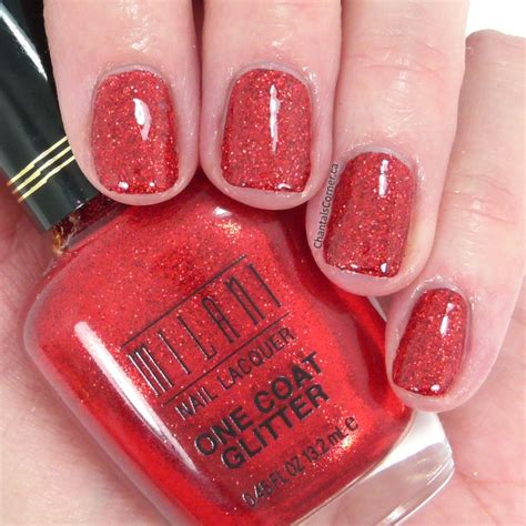 milani nail polish  red sparkle swatches  review