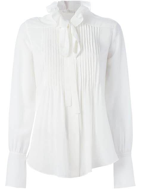 Chloé Pleated Blouse In White Lyst