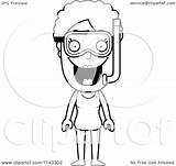 Granny Snorkel Senior Gear Woman Clipart Cartoon Thoman Cory Outlined Coloring Vector 2021 sketch template