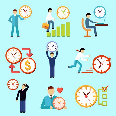 time management flat icons  vector art  vecteezy