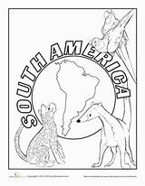South America Coloring Pages Worksheets Sheets Animals Animal Map Activities Education Color Grade Africa Multicultural First 388px 98kb Geography Choose sketch template