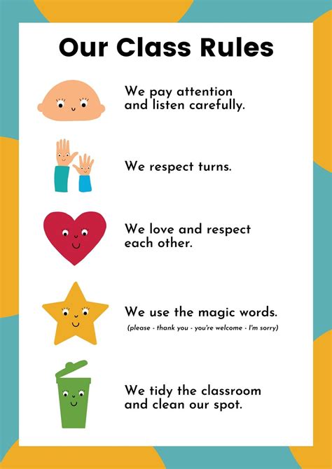 printable kindergarten classroom rules