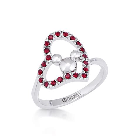 disney couture kingdom minnie loves mickey red crystal ring white gold medium