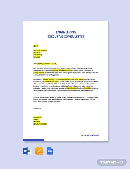 construction executive cover letter template   google docs