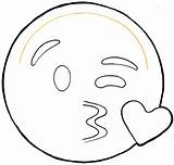 Emoji Drawing Face Kissing Draw Heart Finished Kissey Easy sketch template