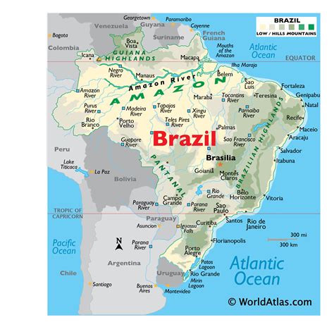 brazil map geography  brazil map  brazil worldatlascom