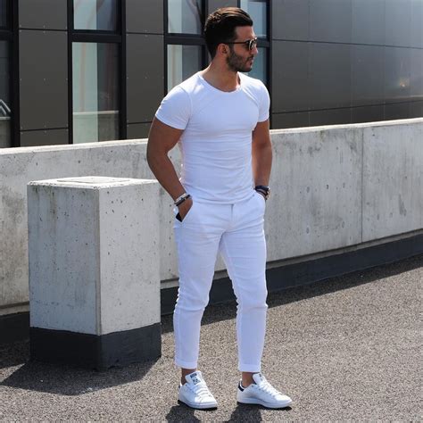 white casual  white denim outfit white outfit  men denim outfit men white jeans