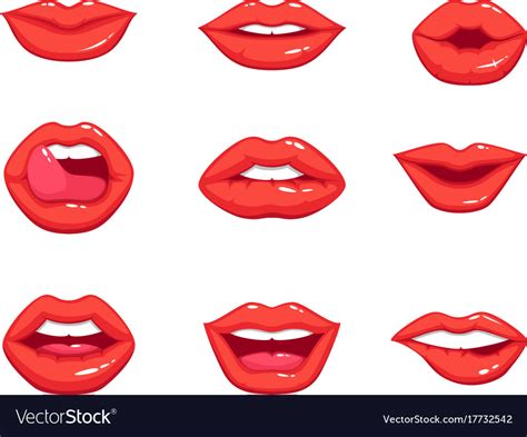 Different Shapes Of Female Sexy Red Lips Vector Image