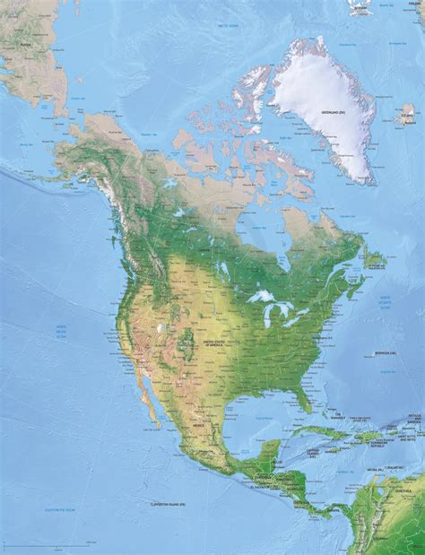 vector map north america continent xl relief  stop map