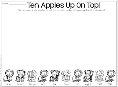 ten apples   top number words activity  thompsons treasures