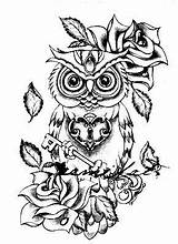Owl Coloring Drawing Pages Tattoo Drawings Cool Adult Outline Owls Steampunk Screech Tattoos Color Women Back Getdrawings Evil Future Catcher sketch template