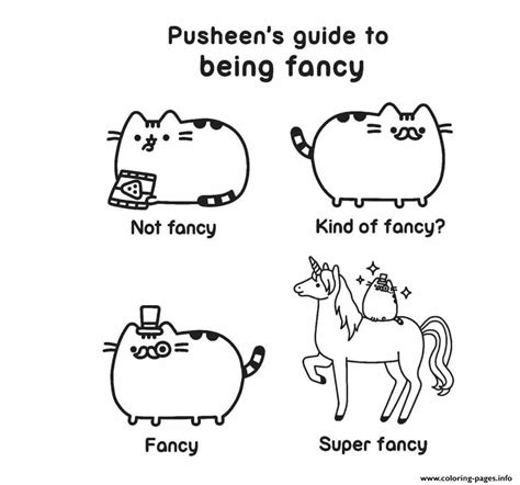 pusheen guide fancy kind  fancy super coloring pages printable