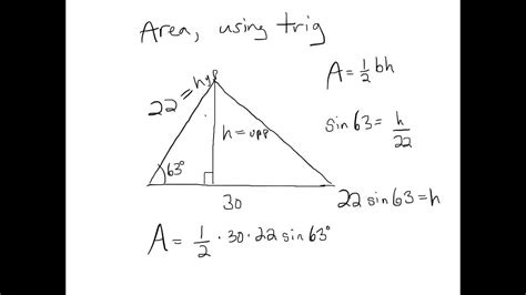 area  triangles  trig youtube