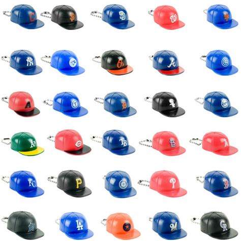 mlb mini baseball caps hats charms key chains set   etsy