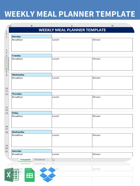 blank weekly menu templates printables printableecom weekly