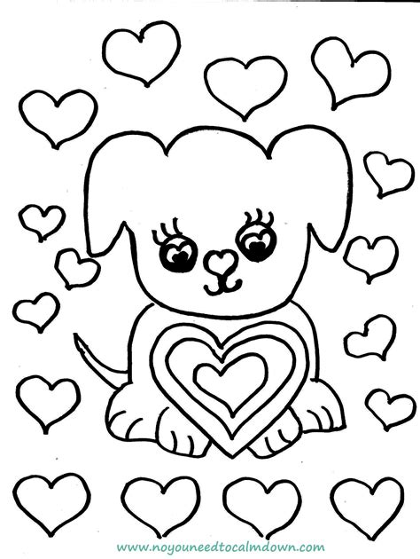 cute dog valentines day coloring page  printable