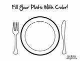 Plate Food Coloring Healthy Pages Sheets Dinner Drawing Colouring Template Color Printable Sketch Flannel Boards Weather Getdrawings Spoon Google Fill sketch template
