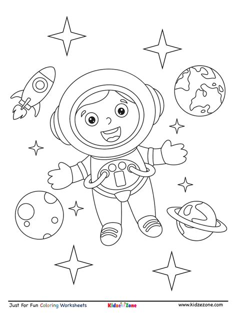 astronaut  space coloring page kidzezone