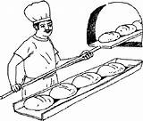 Oven Bread Baker Fresh Coloring Peel Wooden Long Removes Traditional Chef sketch template