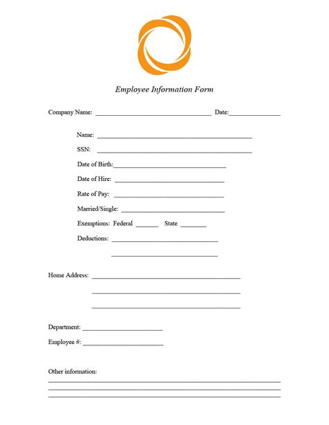 printable employee information forms personnel information sheets