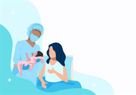 Cartoon Of The Pregnant Women Giving Birth Illustrations Royalty Free