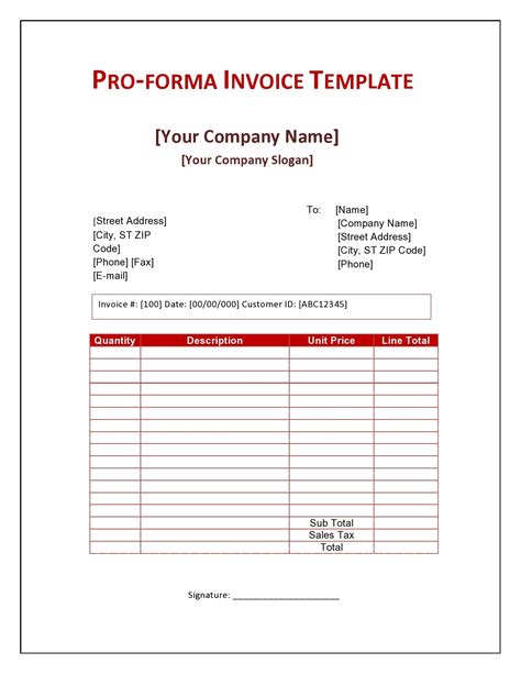 proforma invoice template word