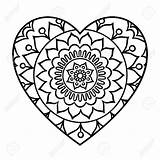Mandala Heart Coloring Mandalas Earth Doodle Para Corazon Colorear Drawing Clipart Stock Pages Element Outline Floral Shaped Vector Simple Corazón sketch template