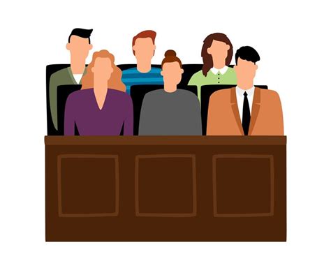 jury trial jurors court  courtroom prosecution people vector illus