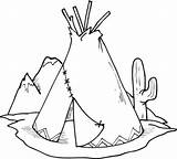Coloring Native Pages American Teepee Tipi Cactus Indian Printable Color Indians Kids Wild Sheets West Cowboy Book Drawing Pottery Supercoloring sketch template