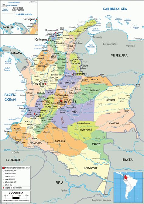 mapa de colombia  departamentos  capitales descargar  imprimir mapas
