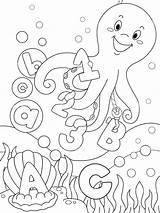 Coloring Pages Underwater Ocean Sea Deep Scene Print Animals Cartoon Color Drawing Baby Kids Adults Printable Creatures Octopuss Getcolorings Stock sketch template