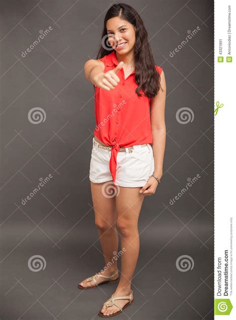cute teen with her thumb up stock image image of length beautiful 43321891