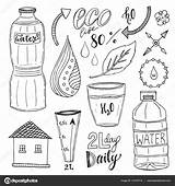 Vector Drawn Hand Set Drink Healthy Stock Water Illustration Recycle Bottles Icons Concept Collection Ion Depositphotos sketch template