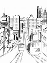 San Francisco Drawing Line Perspective City Building Drawings Point Photography Bridge Background Getdrawings Choose Board Skyline sketch template