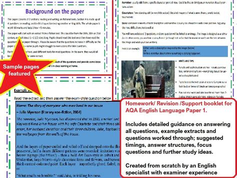 paper  english language aqa revision guide homework support