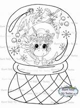 Magical Unicorn Digi Sherri Besties Nutcracker Globe Baldy Stamp Instant Winter Artist sketch template