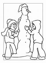 Winter Coloring Snowman Making Kids Skinny Two Season Childrens Couple Mr Netart sketch template