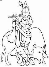 Krishna Coloring Janmashtami Pages Kids Shri Drawing Printable Holi Lord Sri Festival Flute Clipart Drawings Cow Colour Dogg Snoop Kid sketch template
