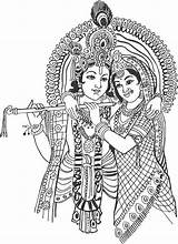 Krishna Radha Clipart Hindu Drawing God Indian Vector Kannan Painting Krishnan Lord Drawings Pencil Clip Outline Radhe Sketch Coloring Radhai sketch template