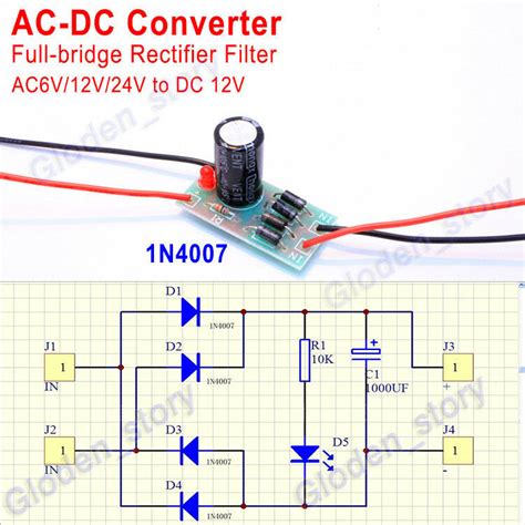 Ac Dc Converter Ac 6 32v 24v To Dc 12v Full Bridge Rectifier Filter