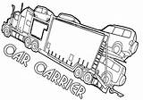 Car Carrier Coloring Pages Trailer sketch template