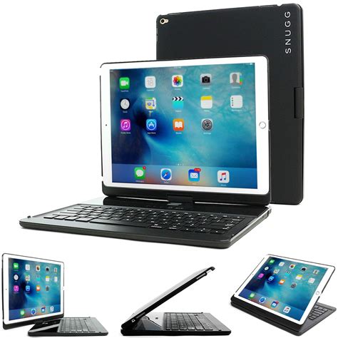 snugg ipad mini  keyboard black wireless bluetooth keyboard case cover  degree rotatable