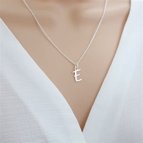 initial necklace sterling silver initial necklace etsy uk