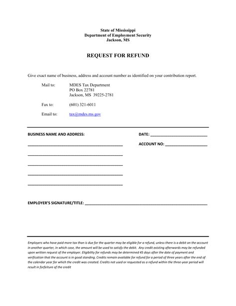 printable refund form template