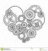 Gears Coloring Gear Heart Pages Steampunk Adult Drawing Tattoo Drawings Stock Valentine Choose Board Pirate Colouring Visit sketch template