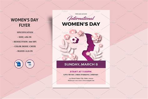 Women S Day Flyer V1175 Flyer Invitation Flyer Party Flyer