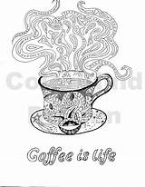 Coffee Coloring Pages Cup Adult Steam Drawing Fancy Sheets Colouring Printable Cups Mug Java Choose Board Vintage Princess sketch template