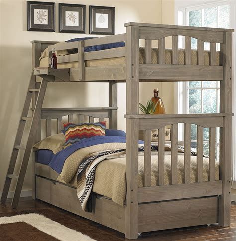 highlands harper driftwood twin  twin bunk bed  trundle  ne