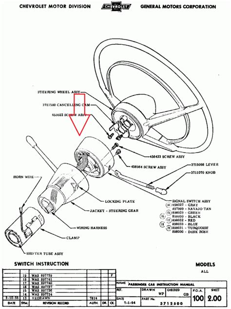 chevy bel air steering column diagram
