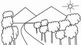Mewarnai Pemandangan Gambar Gunung Sketsa Alam Pohon Jalan Latihan Pedesaan Kaki Digunakan Dibawah Dipinggir Persawahan Diatas Berupa Kecil sketch template